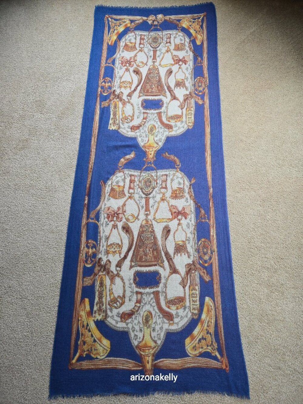NWOT Cashmere Cinta Scarf Equestrian Design - Picture 1 of 12